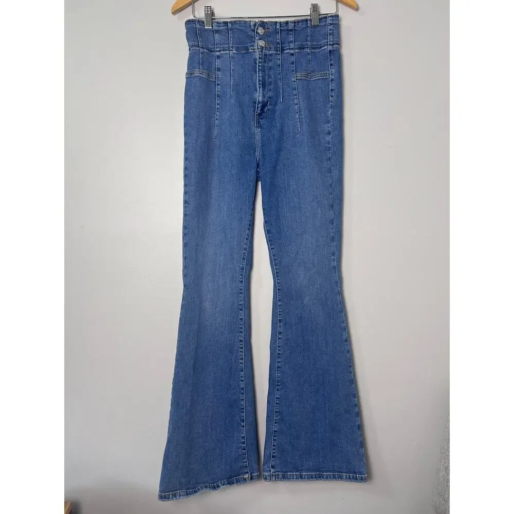 We the Free People Jayde Flare Jeans size 31 Boho Hippie Denim High Rise Stretch
